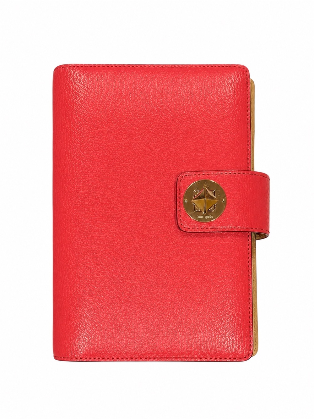 Kate Spade Red Leather Agenda Planner Organizer Gold Closure